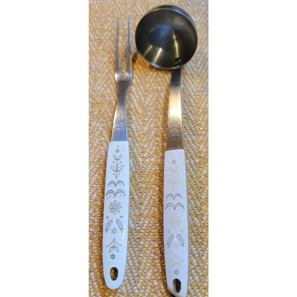 Vintage 1960s Ekco Flint Arrowhead Harvest Wheat Stainless Utensils Fork Ladle